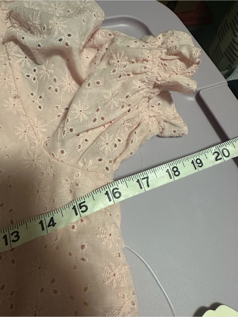NWT Altar’d state Jaelyn eyelet lace puff sleeve coquette dress blush pink S - Picture 9 of 10